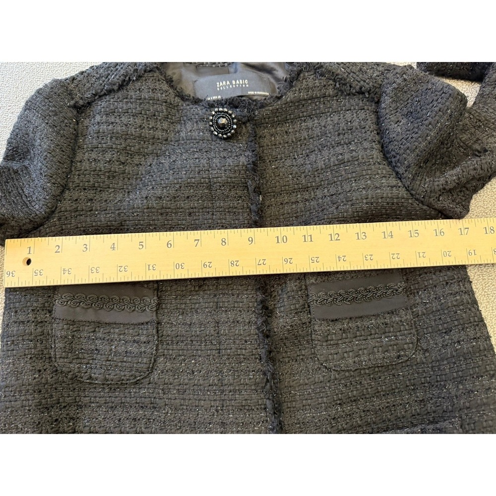 Zara Basic Collection Women's Size Small Black Tweed Jacket - Picture 5 of 12